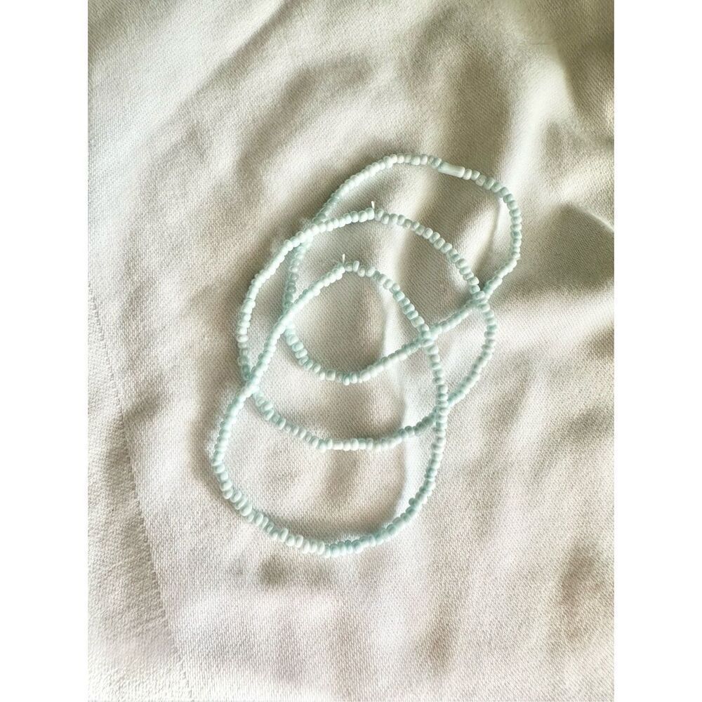 Light baby blue Set of 3 petite beaded bracelets
